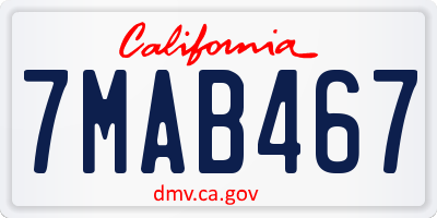 CA license plate 7MAB467