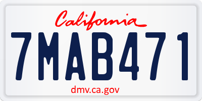 CA license plate 7MAB471