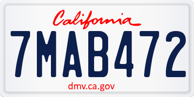 CA license plate 7MAB472