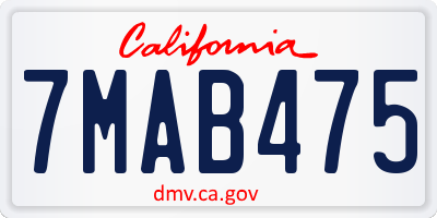 CA license plate 7MAB475