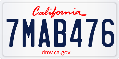 CA license plate 7MAB476