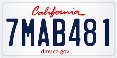 CA license plate 7MAB481