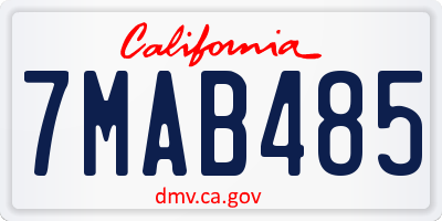 CA license plate 7MAB485