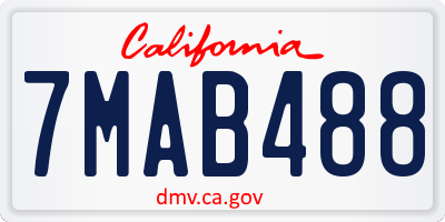 CA license plate 7MAB488
