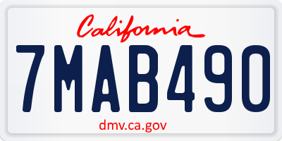 CA license plate 7MAB490