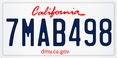 CA license plate 7MAB498