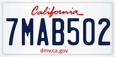 CA license plate 7MAB502