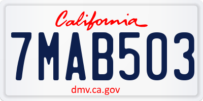 CA license plate 7MAB503