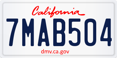 CA license plate 7MAB504