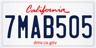 CA license plate 7MAB505