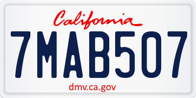 CA license plate 7MAB507