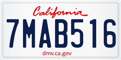 CA license plate 7MAB516