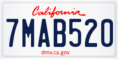 CA license plate 7MAB520