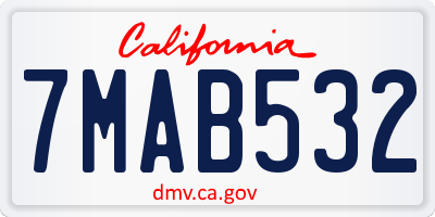 CA license plate 7MAB532