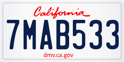 CA license plate 7MAB533