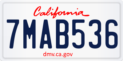 CA license plate 7MAB536