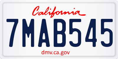 CA license plate 7MAB545