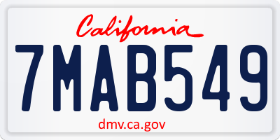 CA license plate 7MAB549