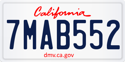 CA license plate 7MAB552