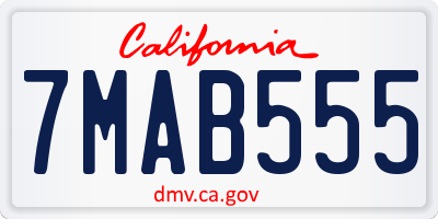 CA license plate 7MAB555