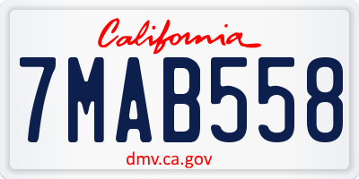 CA license plate 7MAB558