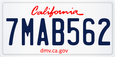 CA license plate 7MAB562
