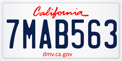 CA license plate 7MAB563