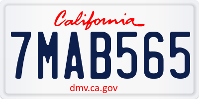 CA license plate 7MAB565