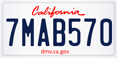 CA license plate 7MAB570