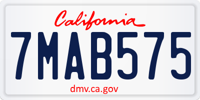 CA license plate 7MAB575
