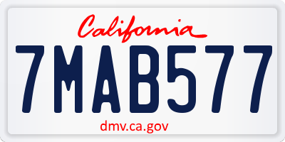 CA license plate 7MAB577