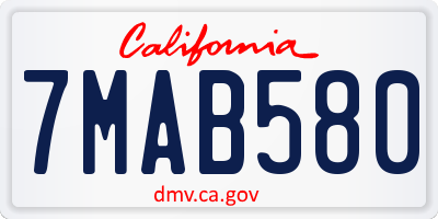 CA license plate 7MAB580