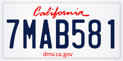 CA license plate 7MAB581