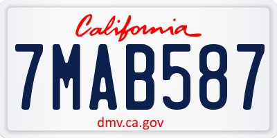 CA license plate 7MAB587