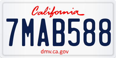 CA license plate 7MAB588