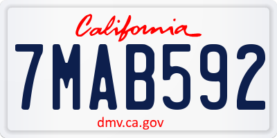 CA license plate 7MAB592