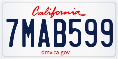 CA license plate 7MAB599