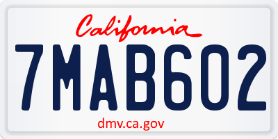 CA license plate 7MAB602