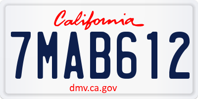 CA license plate 7MAB612