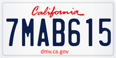 CA license plate 7MAB615