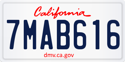 CA license plate 7MAB616