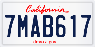 CA license plate 7MAB617