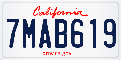 CA license plate 7MAB619