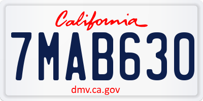 CA license plate 7MAB630