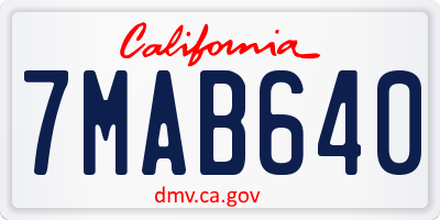 CA license plate 7MAB640