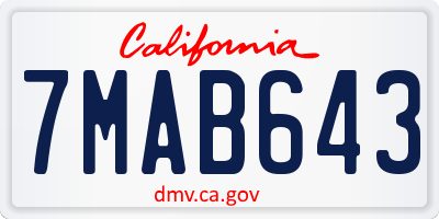 CA license plate 7MAB643