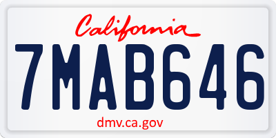CA license plate 7MAB646