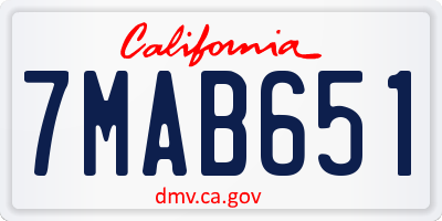 CA license plate 7MAB651