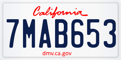 CA license plate 7MAB653