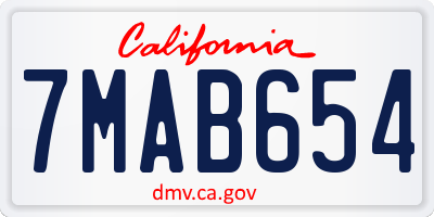 CA license plate 7MAB654